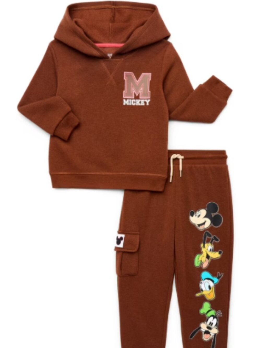 NWT Disney Mickey Mouse Clubhouse 2 Piece Sweatsuit Toddler Boys 2T Brown Hoodie
